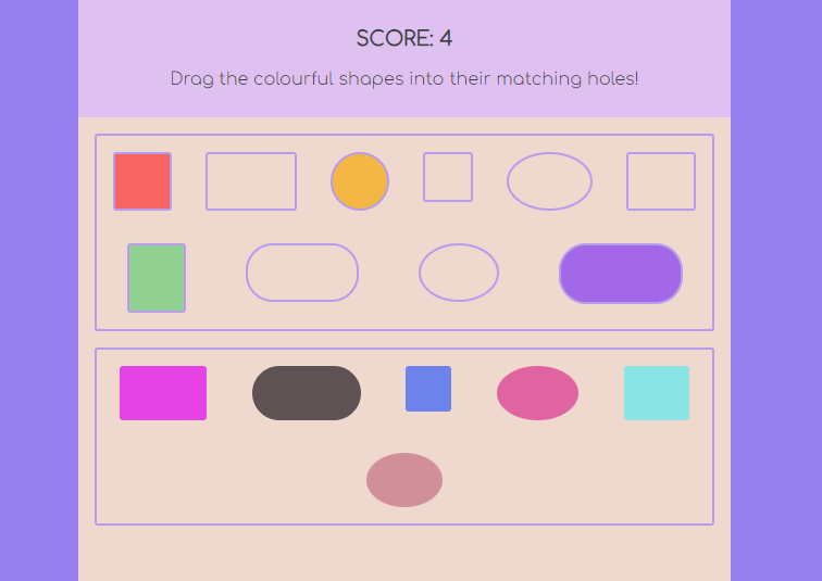 Screenshot of the shape drop game